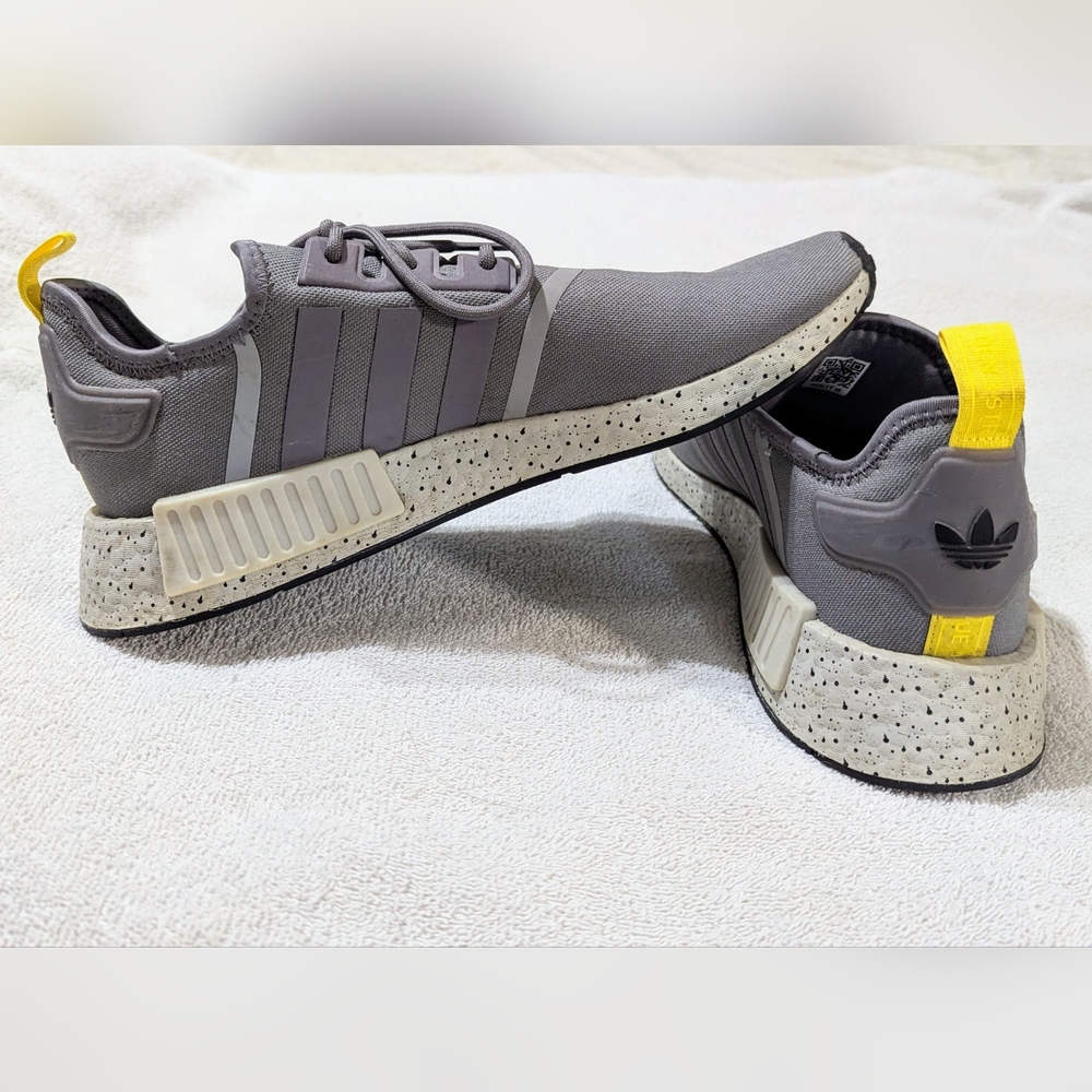 Adidas Size 12 men's EUC, NMD_R1 in grey w/yellow accents *sold out online* - Picture 5 of 16